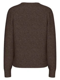 New Pieces Pcmalou Ls Knit Cardigan 4864700 Hot Fudge Melange