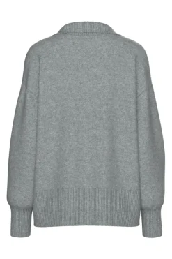 Outlet Pieces Pcmalou Ls Polo Knit 4793872 Medium Grey Melange
