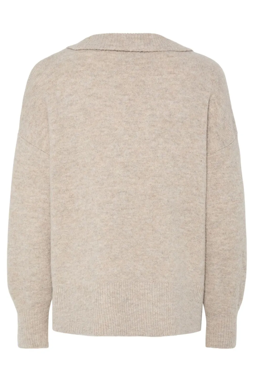 Clearance Pieces Pcmalou Ls Polo Knit 4793870 Taupe Gray Melange