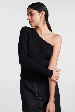 Discount Pieces Pcmandy One Shoulder Knit Top Dmo Black