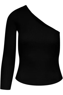 Discount Pieces Pcmandy One Shoulder Knit Top Dmo Black