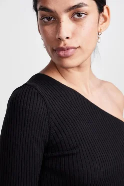 Discount Pieces Pcmandy One Shoulder Knit Top Dmo Black