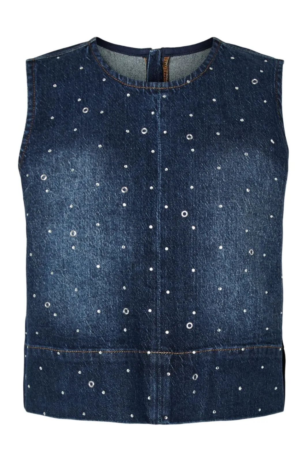 Online Pieces Pcmerle Sl O-Neck Denim Top Fsy Pp 5036181 Dark Blue Denim
