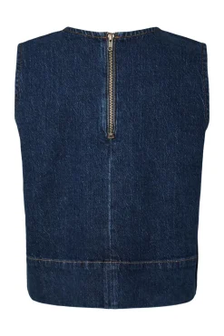 Online Pieces Pcmerle Sl O-Neck Denim Top Fsy Pp 5036181 Dark Blue Denim