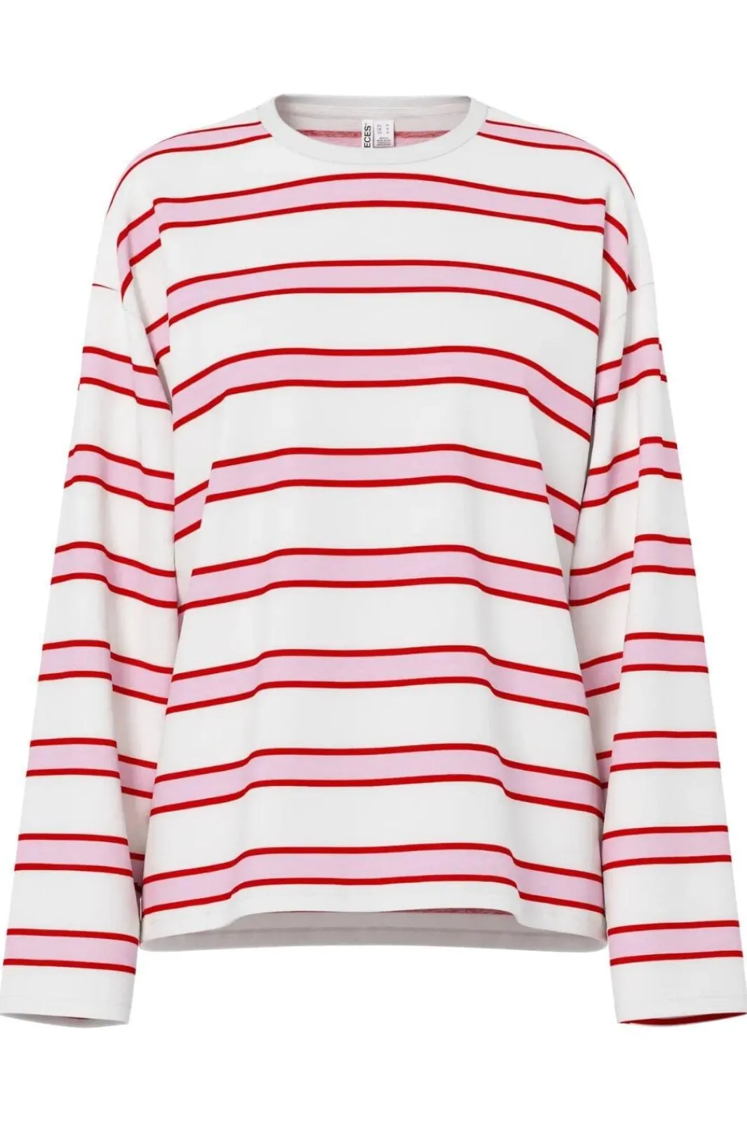 Online Pieces Pcmila Ls Loose Tee 4902153 Roseate Spoonbill Adrenaline Rush/Cloud Dancer