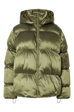 Clearance Pieces Pcmilla Shiny Puffer Jacket W. Hood 4880204 Military Olive