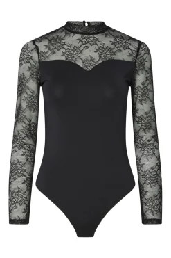 Sale Pieces Pcmilly Ls Lace Bodystocking 4803127 Black