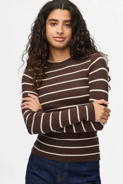 Discount Pieces Pcmira New Ls O-Neck Knit 4803164 Hot Fudge Birch Narrow