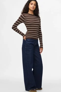 Discount Pieces Pcmira New Ls O-Neck Knit 4803164 Hot Fudge Birch Narrow