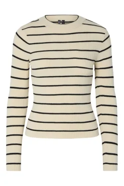 Clearance Pieces Pcmira New Ls O-Neck Knit 4803154 Birch Black Narrow