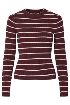 Pieces Pcmira New Ls O-Neck Knit 4803165 Tawny Port Birch Narrow