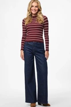 Pieces Pcmira New Ls O-Neck Knit 4803165 Tawny Port Birch Narrow