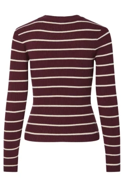 Pieces Pcmira New Ls O-Neck Knit 4803165 Tawny Port Birch Narrow
