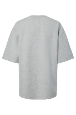 Online Pieces Pcmuna Ss Oversize Detail Tee 4993133 Medium Grey Melange Rhinestone