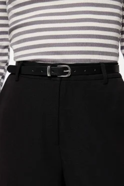 Hot Pieces Pcmyra Slim Belt Wb 4552001 Black Silver Buckle