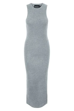 Clearance Pieces Pcnanu Sl High Neck Ankl. Knit Dress 4639125 Medium Grey Melange