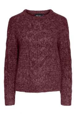 Sale Pieces Pcnina Ls O-Neck Knit 4864785 Tawny Port