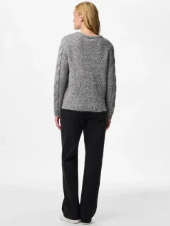 Discount Pieces Pcnina Ls V-Neck Knit 4799696 Medium Grey Melange