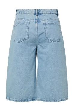 New Pieces Pcnoel Denim Jorts Pp 4936543 Light Blue Denim Rhine Stones