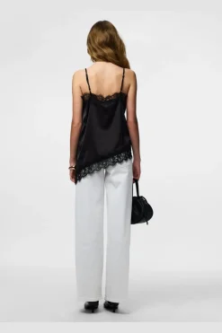 Online Pieces Pcnomi Strap Satin Lace Top 5072977 Black