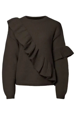 New Pieces Pcnor Ls O-Neck Knit Frill Pullover 5065979 Delicioso
