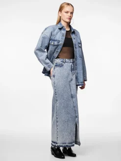 Clearance Pieces Pcnora Ankle Skirt 4499392 Medium Blue Denim
