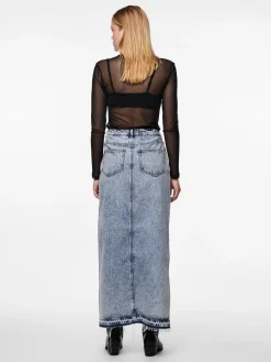 Clearance Pieces Pcnora Ankle Skirt 4499392 Medium Blue Denim