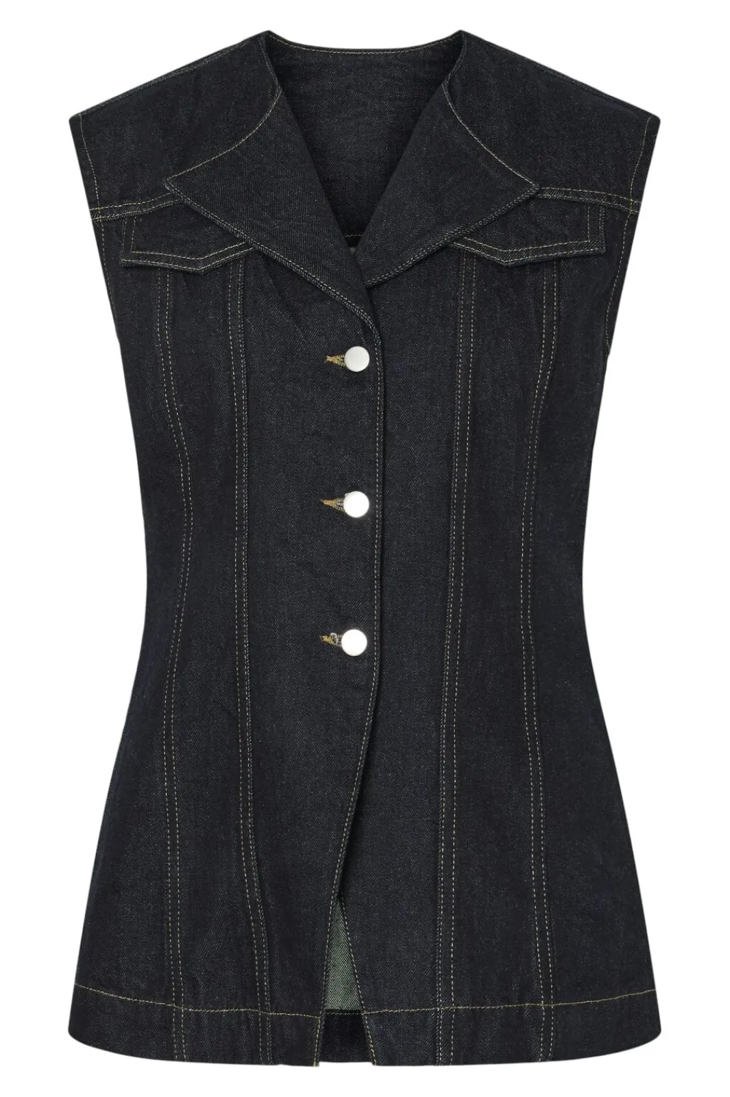 Outlet Pieces Pcnua Sl Fitted Denim Vest Fsy 4843898 Indigo