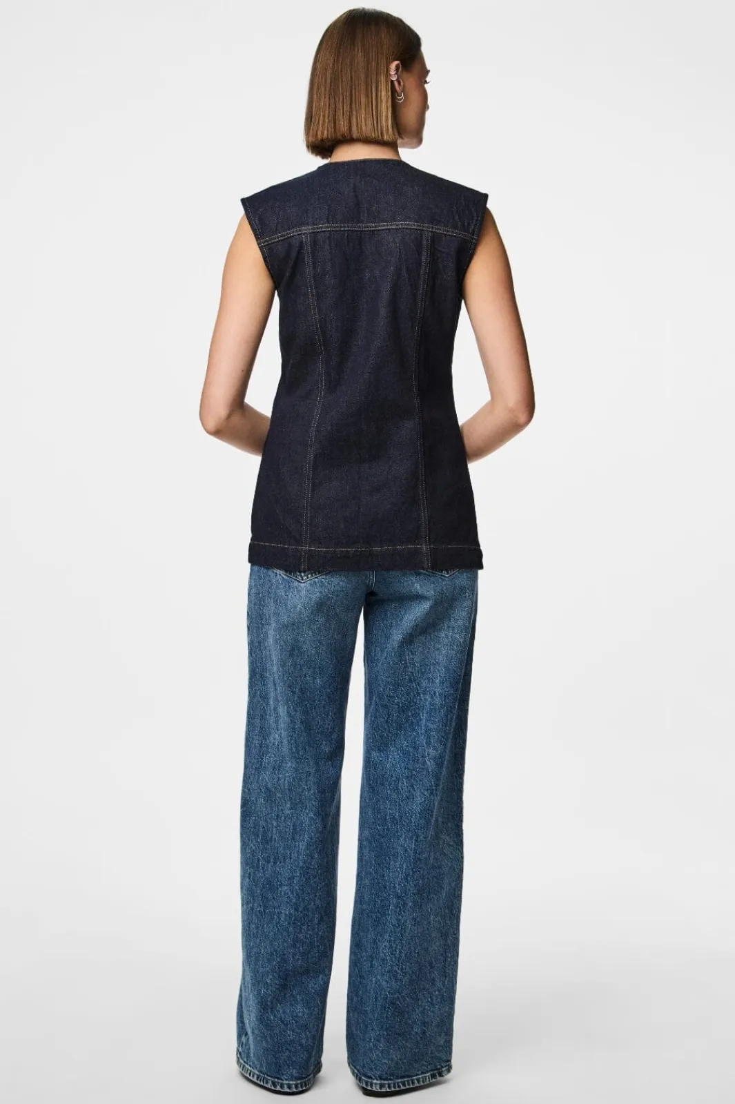 Outlet Pieces Pcnua Sl Fitted Denim Vest Fsy 4843898 Indigo
