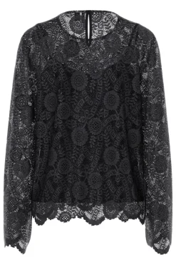 Clearance Pieces Pcolline Ls Lace O-Neck Top 4802666 Black