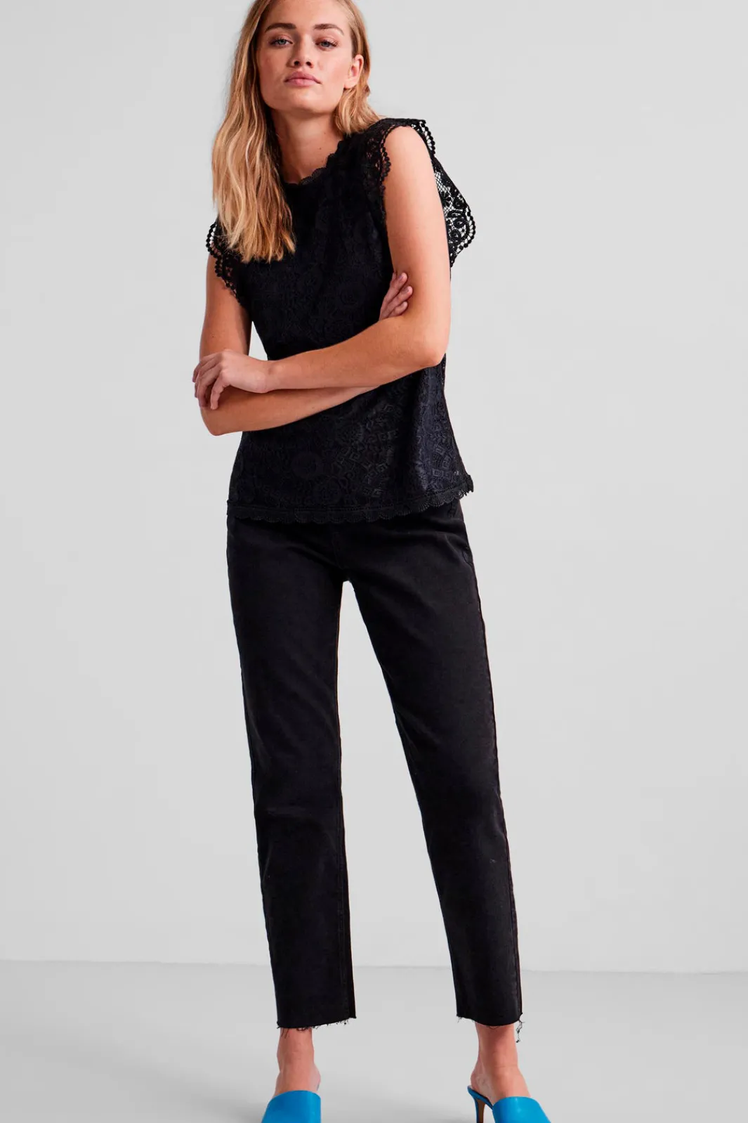 Hot Pieces PcOlline Sl Lace Top Black