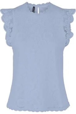Online Pieces Pcolline Sl Lace Top 3861682 Kentucky Blue