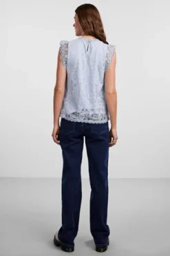 Online Pieces Pcolline Sl Lace Top 3861682 Kentucky Blue