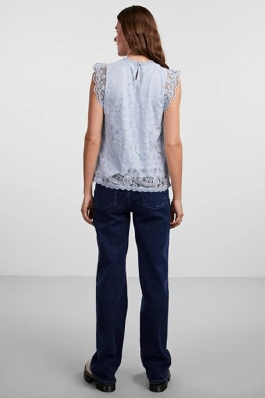 Online Pieces Pcolline Sl Lace Top 3861682 Kentucky Blue