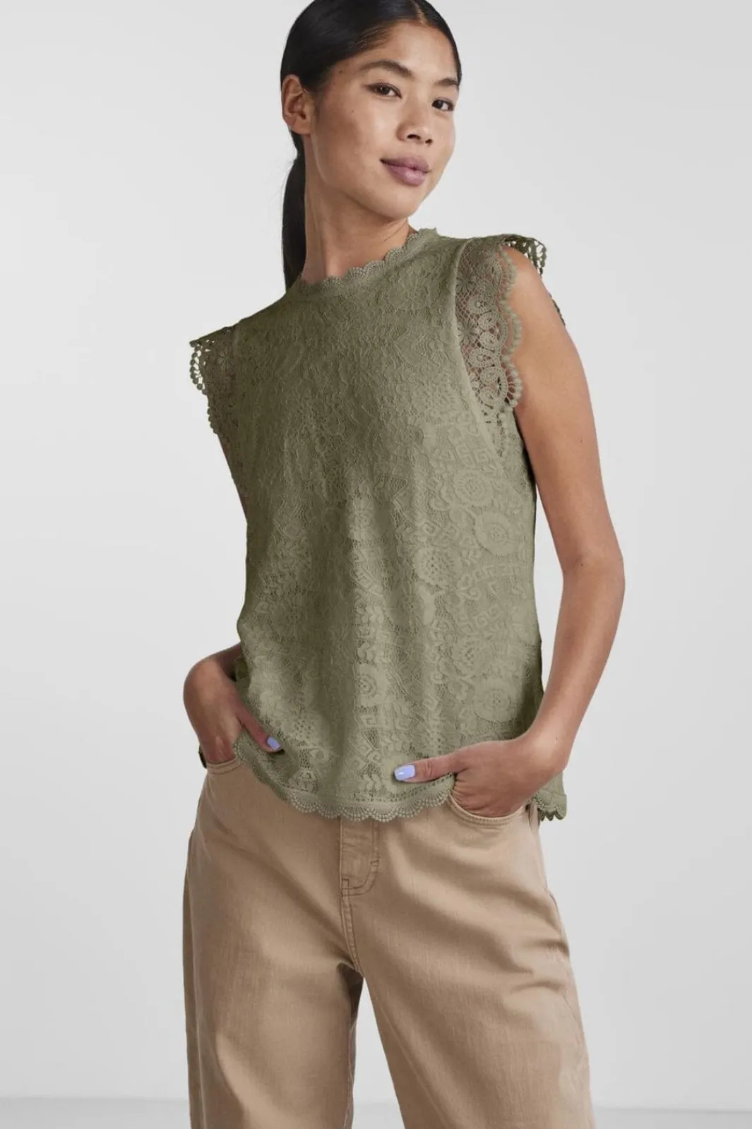 Outlet Pieces Pcolline Sl Lace Top 17120454 4641940