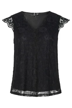 New Pieces Pcolline Sl Lace V-Neck Top 17154614 4642033