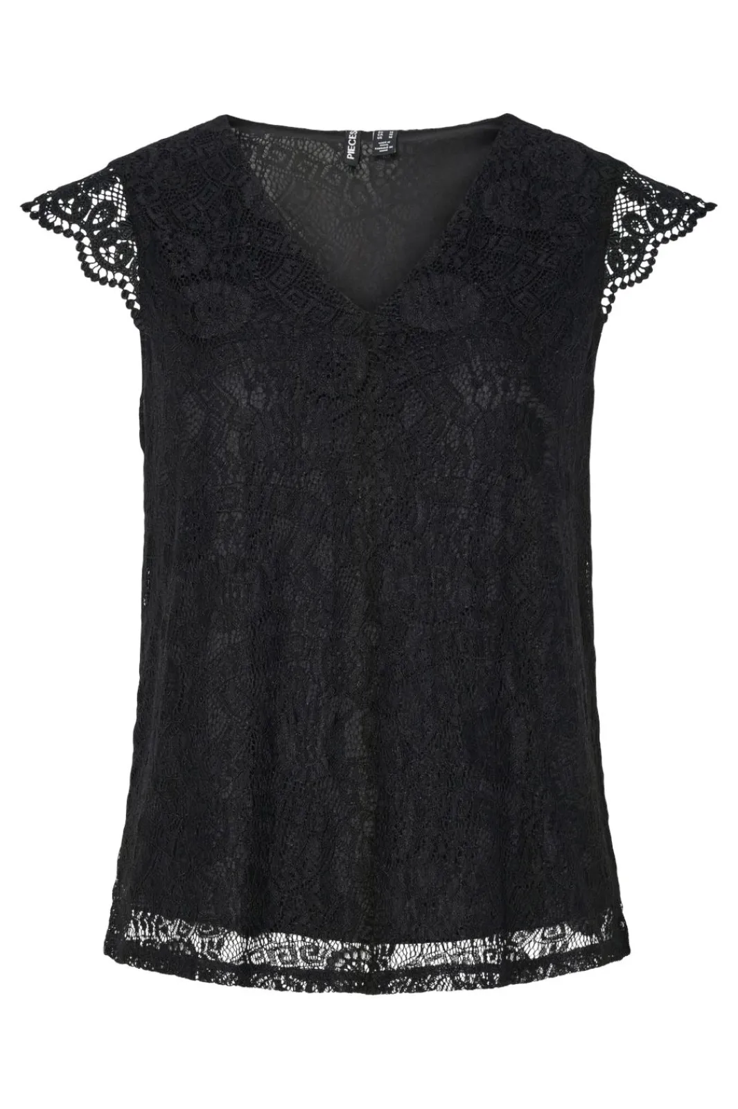New Pieces Pcolline Sl Lace V-Neck Top 17154614 4642033