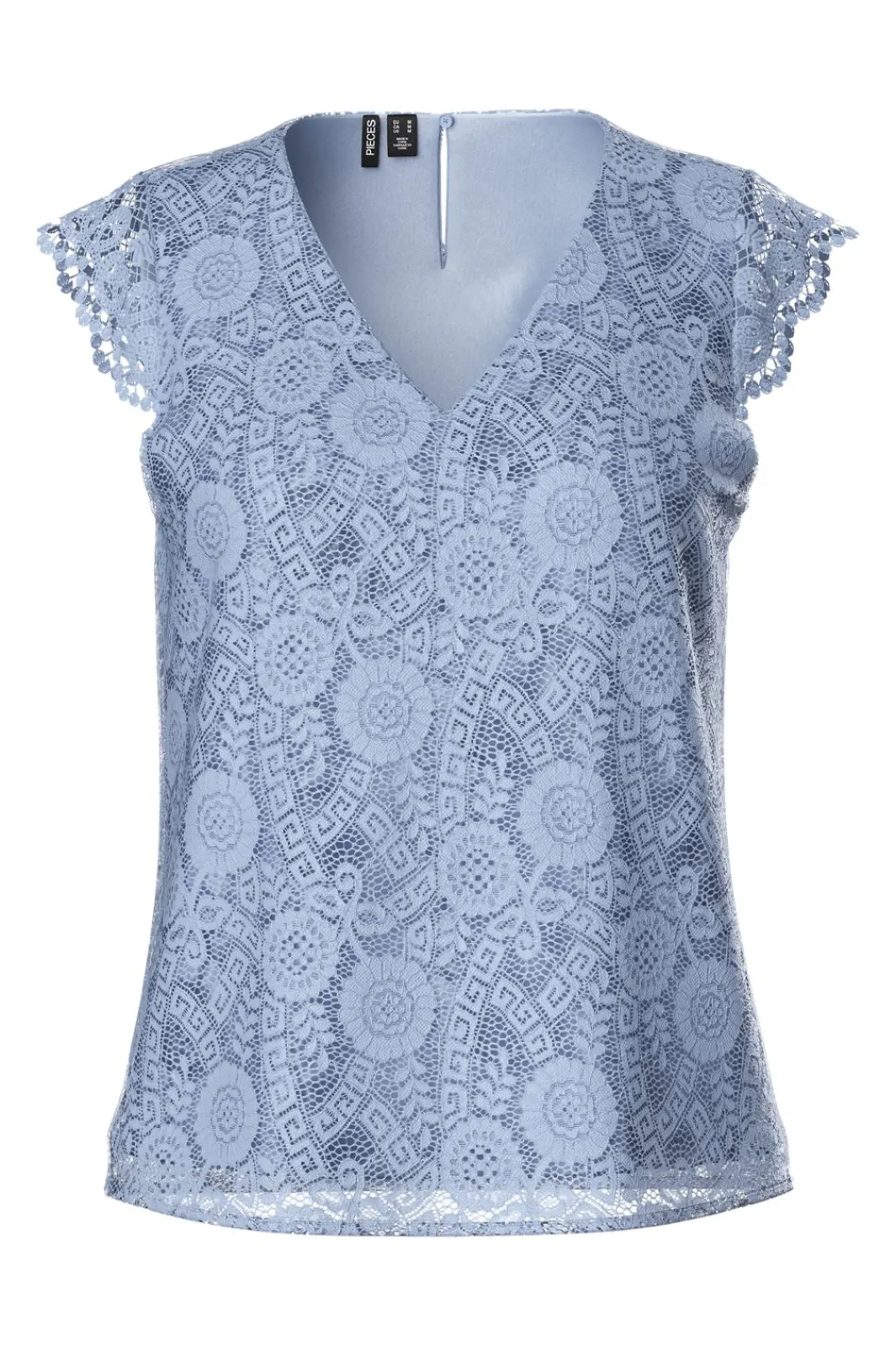 Sale Pieces Pcolline Sl Lace V-Neck Top 17154614 4737201