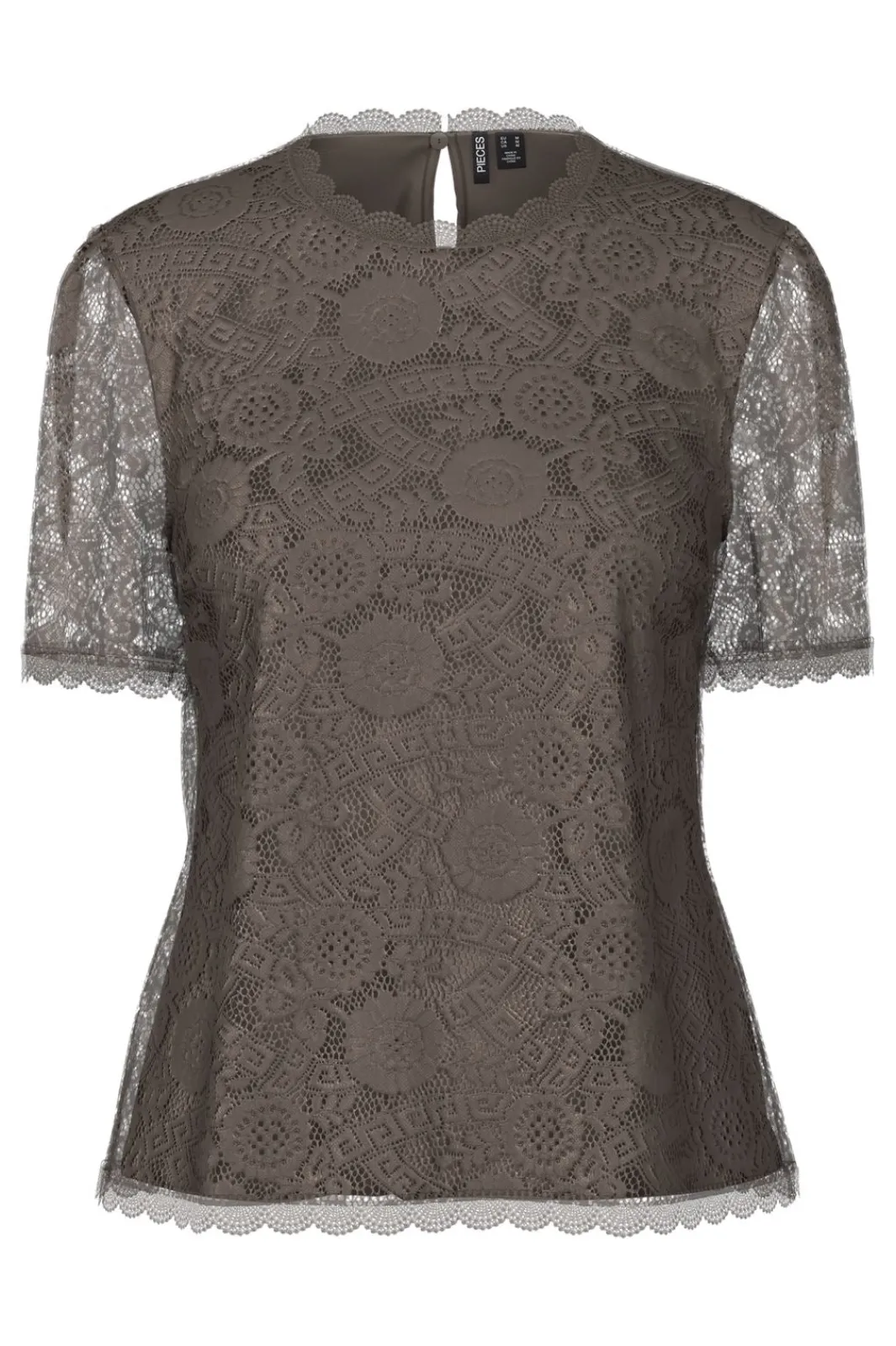 Sale Pieces Pcolline Ss Lace Top 4532907 Morel