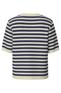 Best Pieces Pcorina Ss Stripe Knit Cardi Pwp 4870440 Maritime Blue Birch