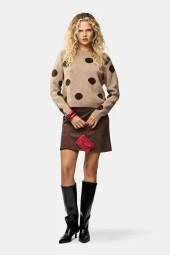 Best Pieces Pcosla Ls O-Neck Knit Pullover 4993184 Toasted Coconut Delicioso Dots