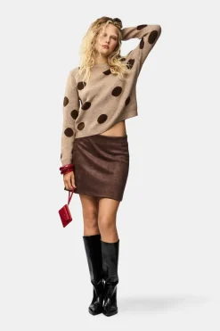 Best Pieces Pcosla Ls O-Neck Knit Pullover 4993184 Toasted Coconut Delicioso Dots