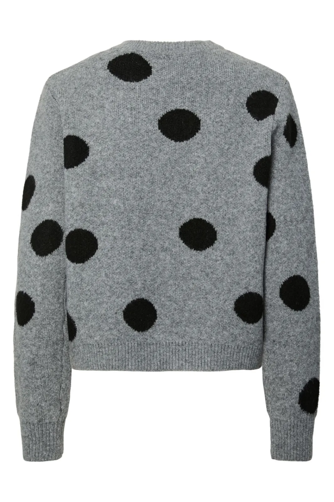 Clearance Pieces Pcosla Ls O-Neck Knit Pullover 4993185 Medium Grey Melange Black Dots