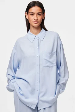 Best Pieces Pcpia Ls Loose Shirt 4648858 Cashmere Blue