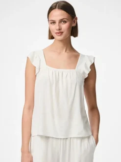 Best Pieces Pcpia Sl Top 4649004 Bright White