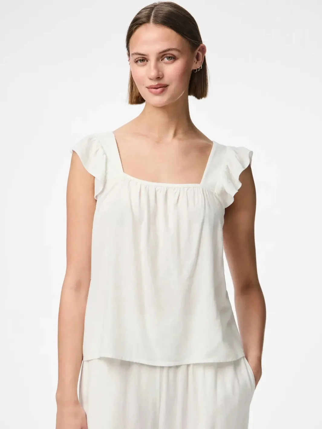 Best Pieces Pcpia Sl Top 4649004 Bright White