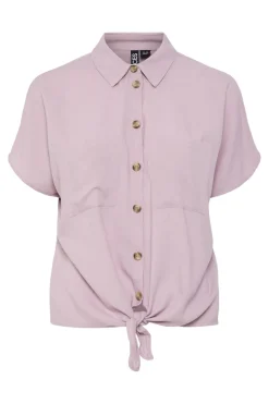 Clearance Pieces Pcpia Ss Tie Shirt 4648819 Dawn Pink