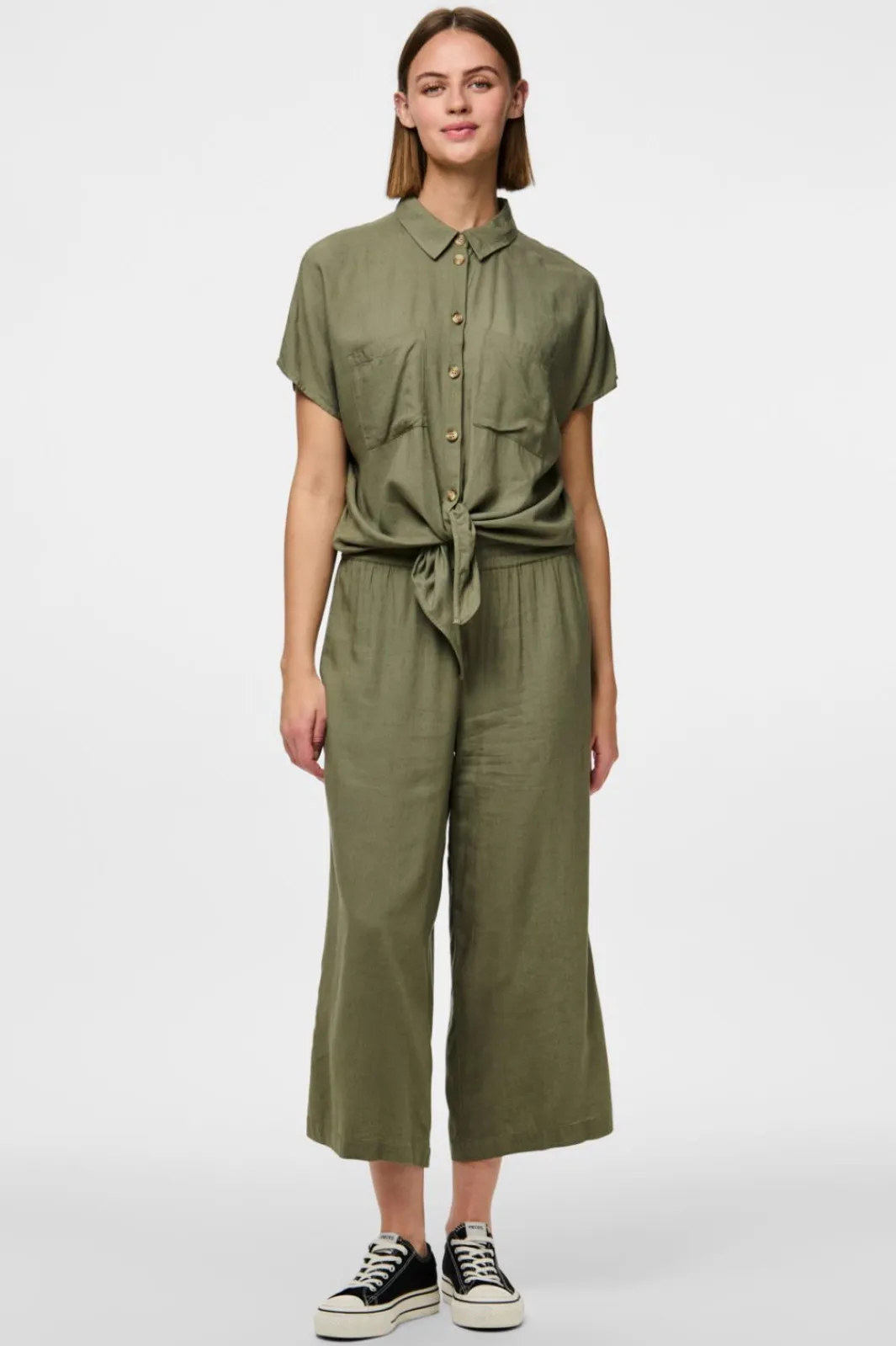 New Pieces Pcpia Wide Culotte 4670233 Deep Lichen Green