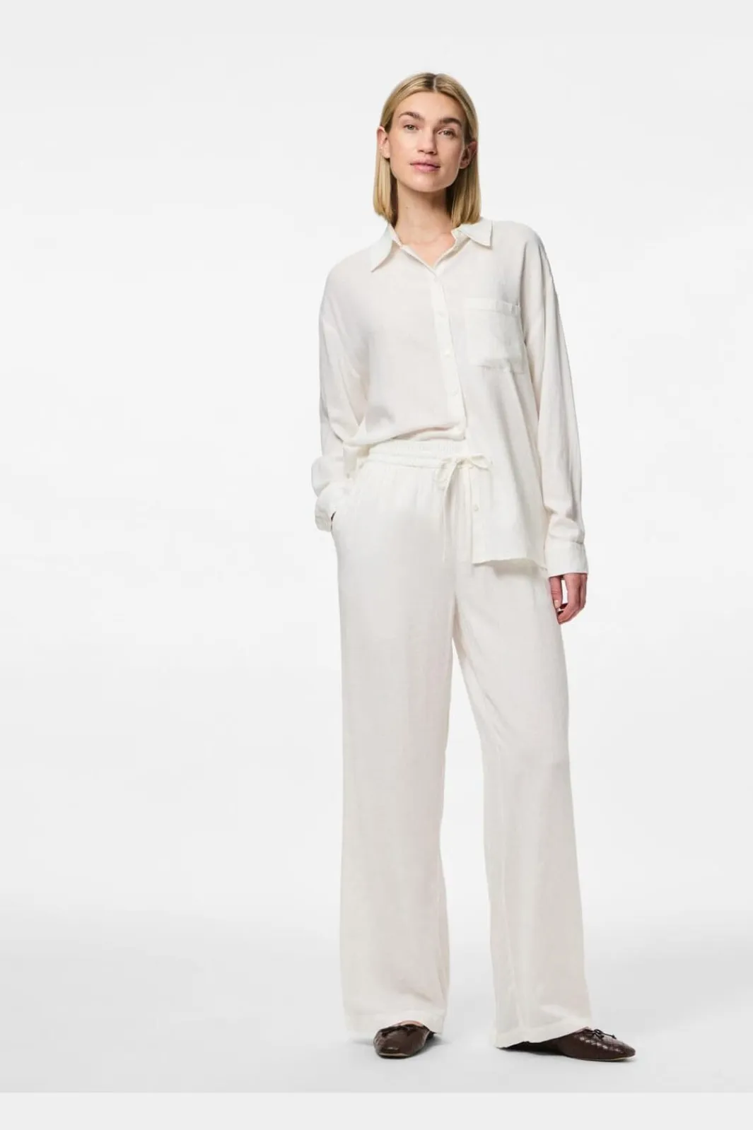 Sale Pieces Pcpia Wide Pants 4648875 Bright White