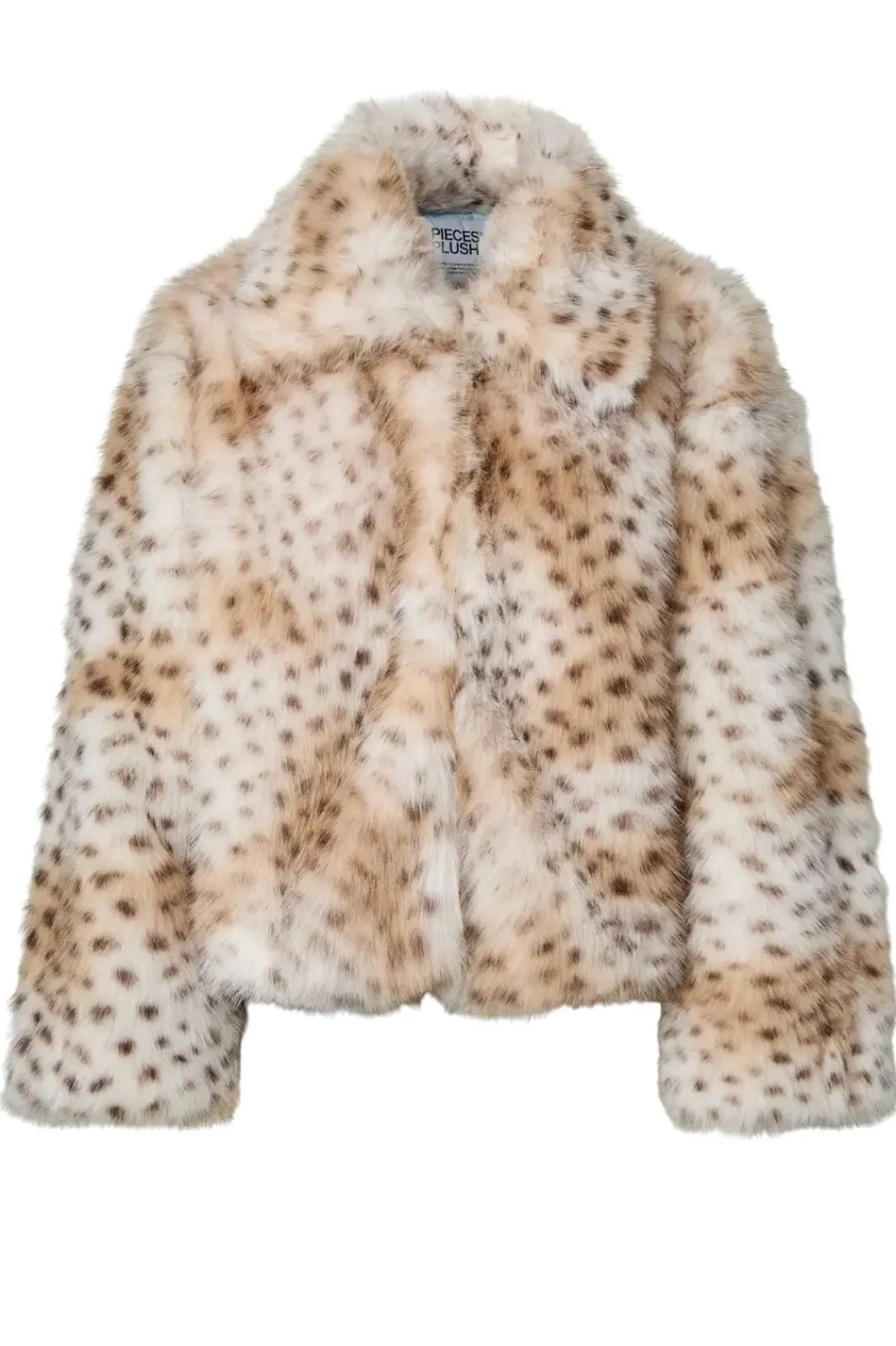 Outlet Pieces Pcplush Short Fluffy Jacket 5023207 Cloud Dancer Leopard